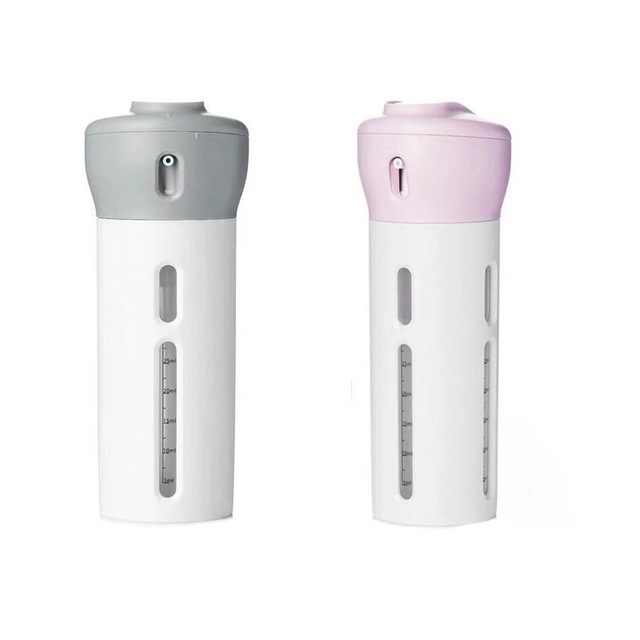 4合1旅行瓶旅行分配器瓶洗漱用品容器套件，用于旅行，带免费标签洗液洗发水，可重复使用