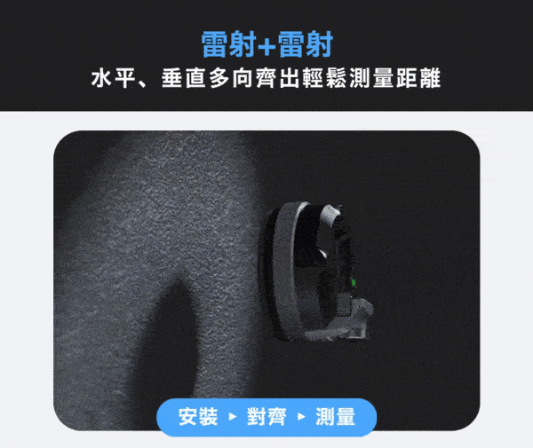 雷射+雷射｜水平、垂直多向齊出輕鬆測量距離