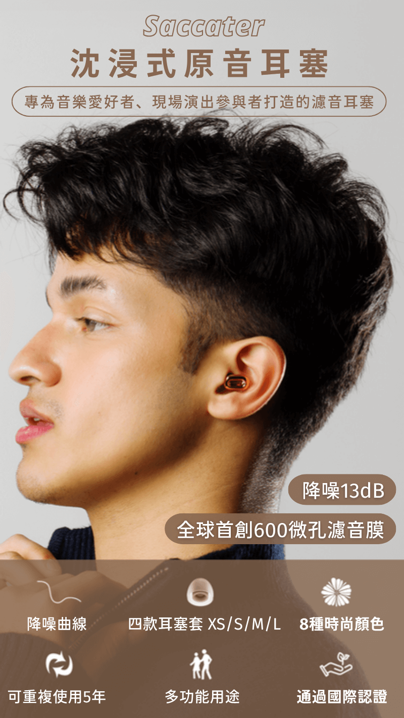 Saccater 沈浸式原音耳塞｜6大產品特點