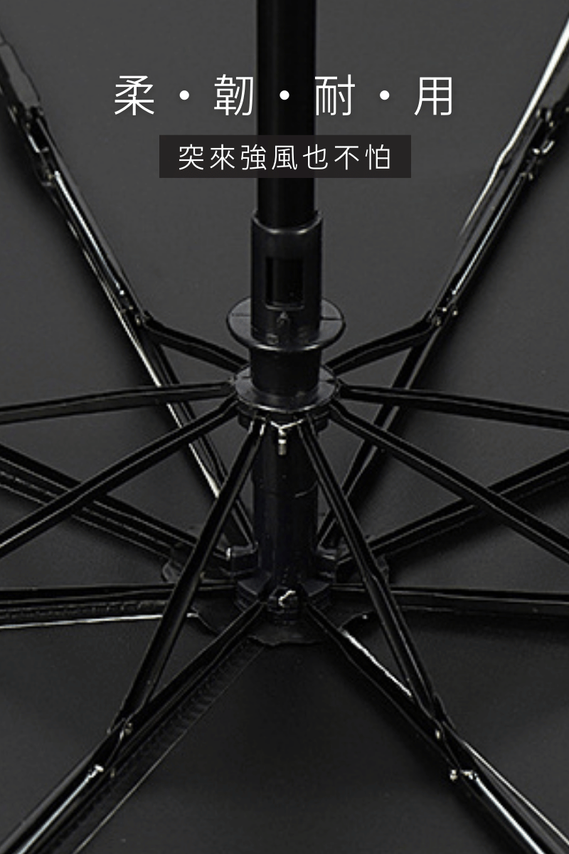 柔韌耐用傘骨,突來強風也不怕