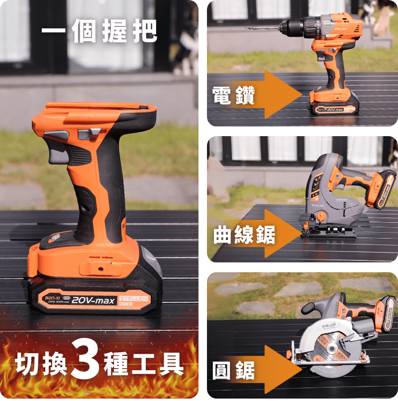 緊湊的模組化設計，是電鑽也是曲線鋸、圓鋸