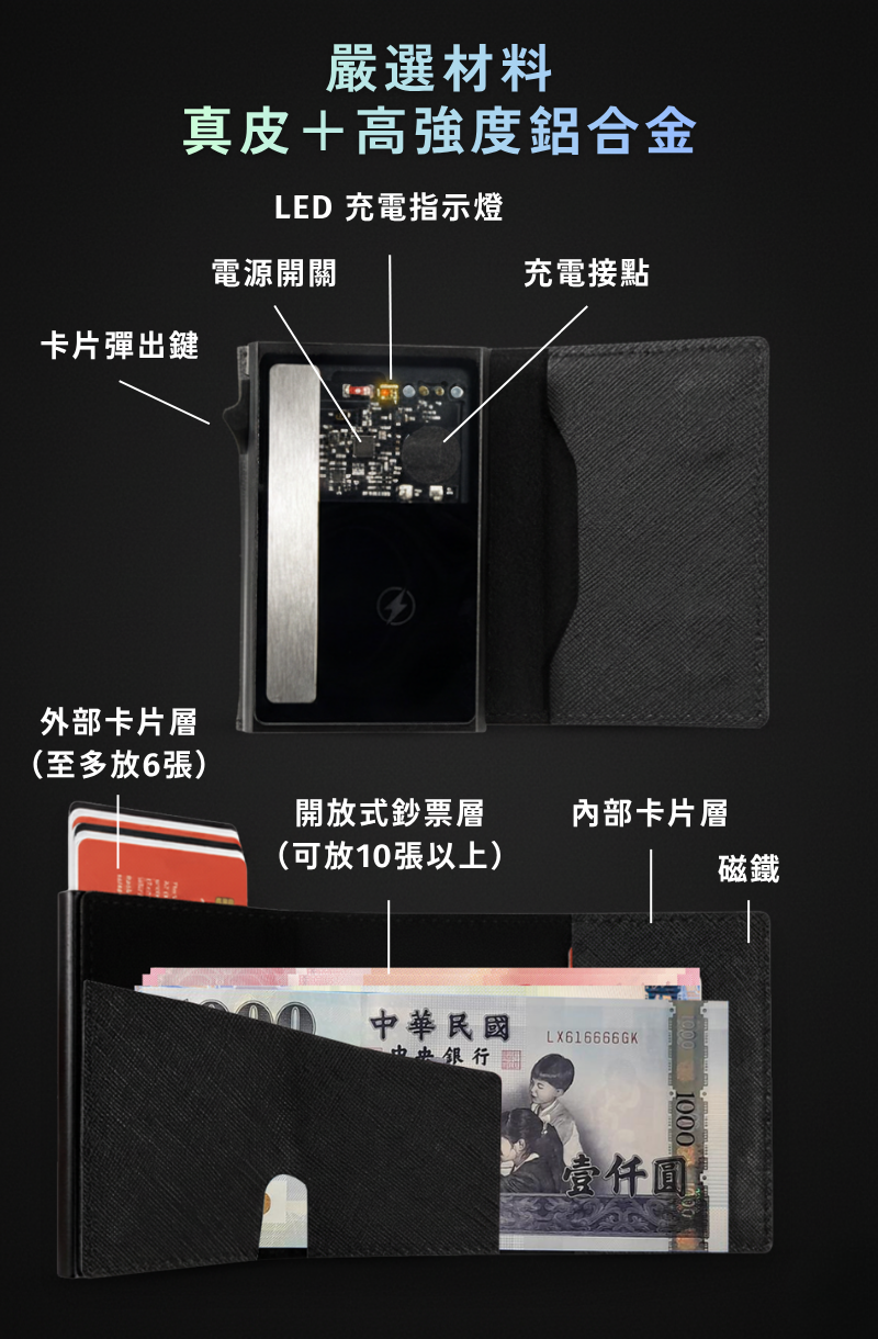 嚴選真皮＋高強度鋁合金