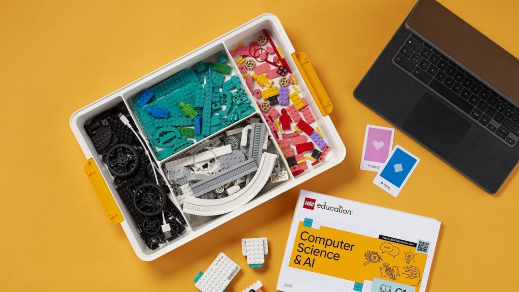 Close-up of a LEGO creation from the Computer Science & AI kit