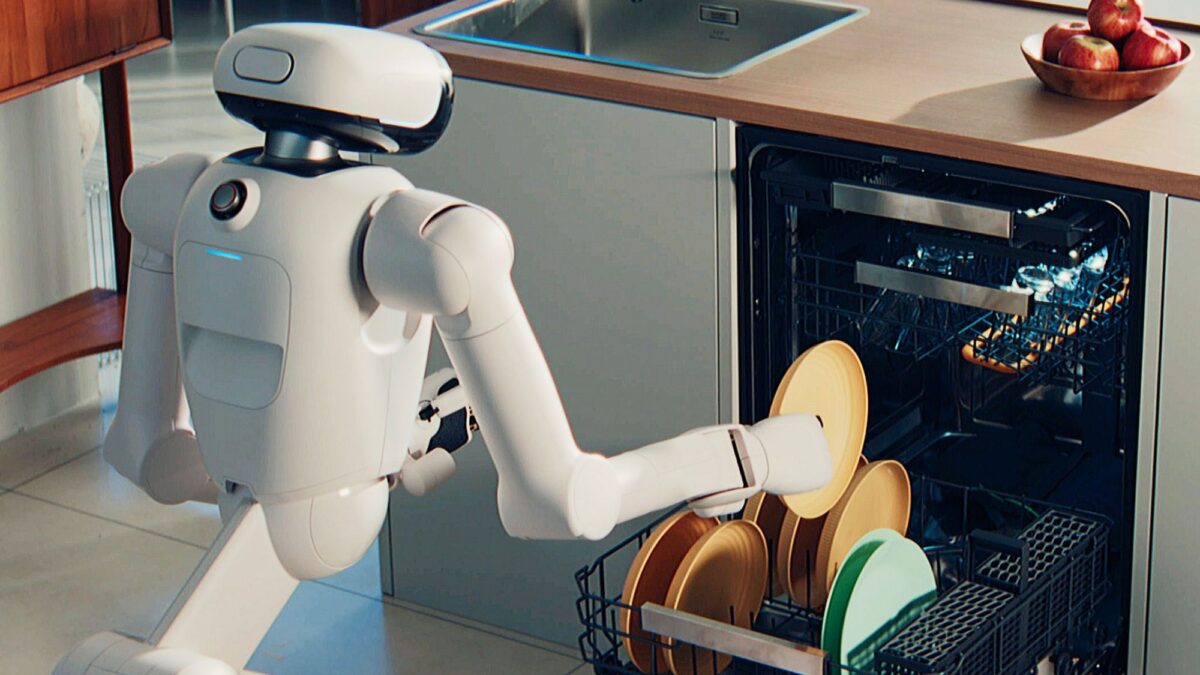 AI companion robot in a modern living room