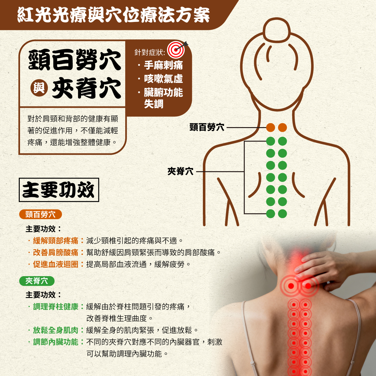 Maxcare 頸康寶 紅光光療與穴位療法方案 頸百勞穴 夾脊穴