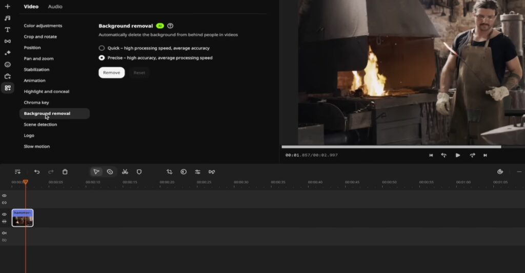 Movavi 的 AI 功能讓影片更穩定