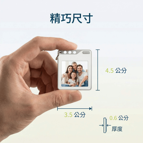 外觀尺寸只有4.5 x 3.5公分，厚0.6cm