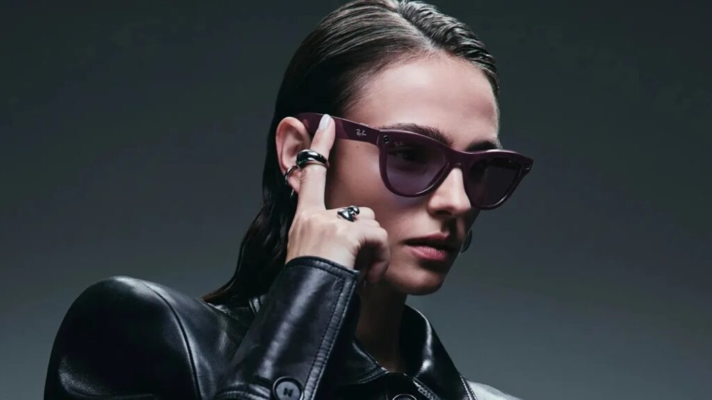 從配戴者視角看出去,Ray-Ban Meta 智能眼鏡正在進行錄影