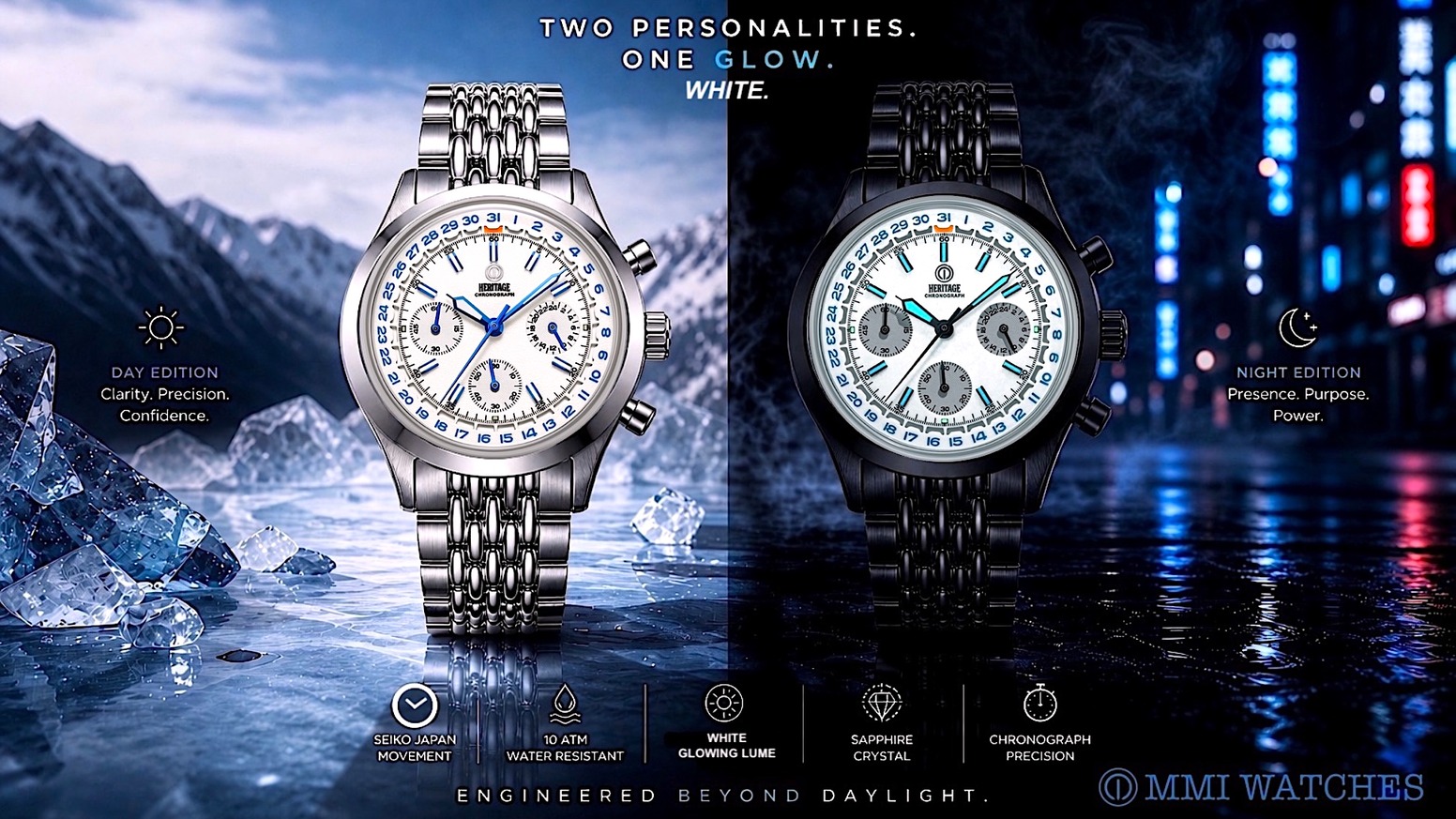 MMI Heritage Chronograph Rare White Full Lume Dial