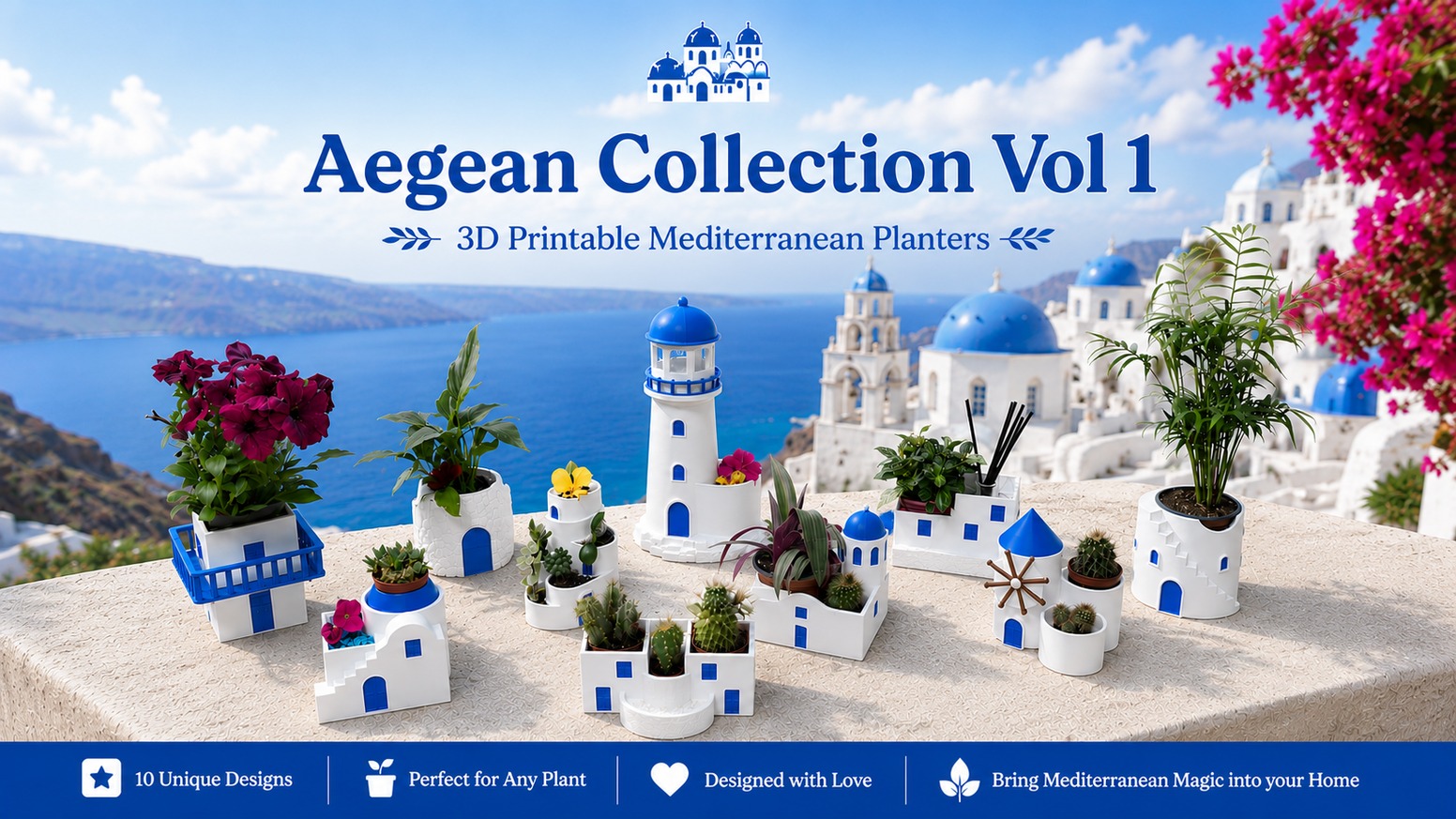 Aegean Collection Vol 1 3D列印地中海花盆產品圖
